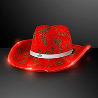 Christmas Cowboy Hats, Holly & Lights with White Band
