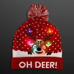 Reindeer Lights Blinky Beanie Holiday Hat