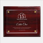 Rosewood Piano Finish Wall Plaque w/ Glass- Medium