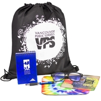 Office kit with a drawstring backpack, blue blockers, microfiber cloth,...