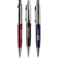 Click-action metal executive style ballpoint pen with silver accents... from...