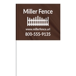 1-Color 5" x 6" Custom Marking Flag w/ 27" Plastic Staff