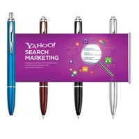 Combination click action ballpoint pen and pullout, full-color, ad sheet....