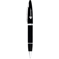 Twist action ballpoint pen with black ink. chrome contrast accents and......