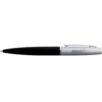 Twist-action ballpoint pen with black ink and rubber coated bottom barrel.......