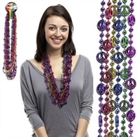 33" inch retro-style novelty 1960s love beads and peace sign necklace... from...