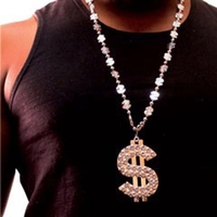 33" long beaded necklaces with silver dollar sign medallions.... from ASI...