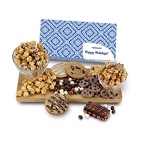 A gift box of popcorn, cookies, a brownie, milk chocolate sprinkled... from...