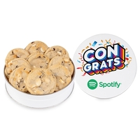 Tin filled with 9 individually wrapped double chip cookies.... from ASI 44900...