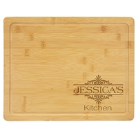 Bamboo Cutting Board with Drip Ring 13 3/4" x 11", Personalized... from ASI...