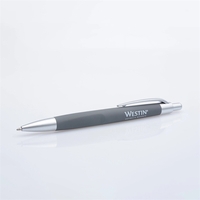 Soft touch retractable pen in rubberized colors. Features an indented grip......