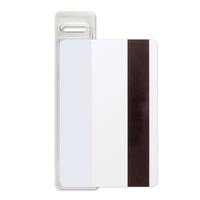Credit-card-size badge holder's unique design allows magnetic stripe cards to...