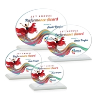 The Austin VividPrint™ Award features a 1/2" thick Starfire oval mounted......