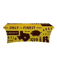 8' table throw made of stretchable polyester-spandex with full-color, dye...