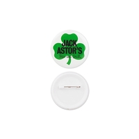2" plastic shamrock button with a safety pin attachment.... from ASI 98360...