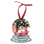 3.75" x 3" 2 Sided Gloss White Aluminum Snow Globe Ornament