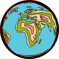 1/4" thick acrylic magnet with globe stock shape and full color... from ASI...