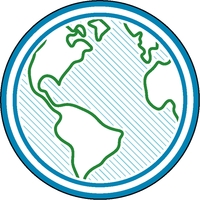 1/4" thick acrylic magnet with globe stock shape and full color... from ASI...