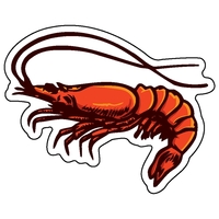 1/4" thick acrylic magnet with shrimp stock shape and full color... from ASI...