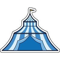 1/4" thick acrylic magnet with circus tent shape and full color... from ASI...