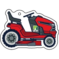 Lawn mower shaped acrylic keychain with 1" split ring and customization.......