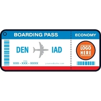 Airline ticket shaped acrylic keychain with 1" split ring and...