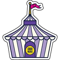 Circus tent shaped acrylic keychain with 1" split ring and customization.......