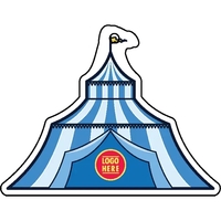 Circus tent shaped acrylic keychain with 1" split ring and customization.......
