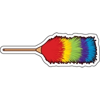 1/4" thick acrylic magnet with duster stock shape and full color... from ASI...