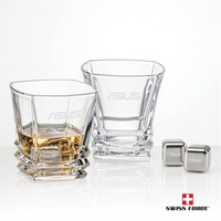 On-the-rocks glasses are paired with a set of 4 stainless steel... from ASI...