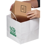 White Kraft Twisted Paper Handle Take Out Bag - Flexo