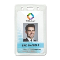Vertical Credit-Card-Size Badge Holder w/ Slot & Chain Holes