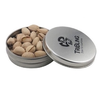 Round tin with tin top, filled with Pistachios... from ASI 44900 NC Custom...