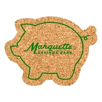 3.75" x 1/8" pig-shaped coaster made from natural cork material... from ASI...