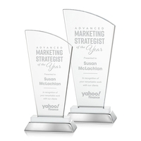 Unique curved optical award with white optical and aluminum base.... from ASI...