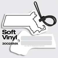 Bag Tags-Soft Vinyl - Full Color Digital Print-State Shapes. Massachusetts...