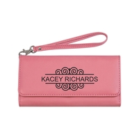Pink Leatherette Wallet with Strap