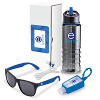 Four-piece gift set with 25-oz. Tritan™ water bottle, stereo earbuds,...