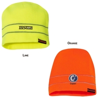 Beanie with two stripes of reflective thread and made of polyester... from...