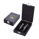 Stainless Steel Wine Opener & Stopper Set in a Wood Case