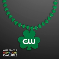 Rounded Mini Shamrocks Bead Necklace with Medallion