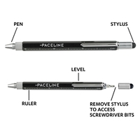 Multi-function pen with a ruler, stylus, built-in level, and multiple...