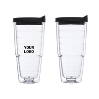 Double Wall Acrylic Tumbler with Straw, 24 oz.