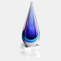 The Art Glass Blue/Pink Teardrop Award consist of both blue and... from ASI...
