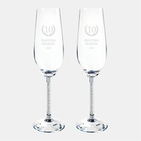 This Silver Wedding Champagne Flute Pair is made with silver Swarovski......