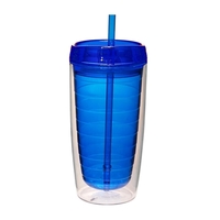 Double Wall Acrylic Tumbler with Straw, 16 oz.