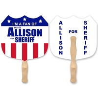 Stock shape Shield hand fan with wood handle ( wood stick)... from ASI 93520...