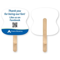 Hourglass mini hand fan with basswood handle attached with adhesive to......