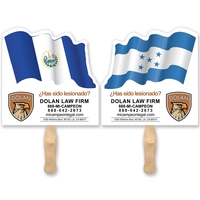 Flag shaped full color sandwiched style hand fans.... from ASI 93520 Ventura Inc