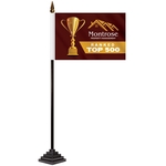 4 x 6" Single Reverse Polyester Stick Flag with Pyramid Base
